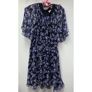 Kate Spade Floral Fit Midi Mini Dress Size Medium Silk Designer Cottage Flowy